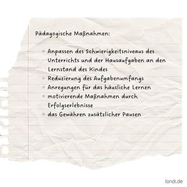 Lernstörungen - Pädagogische Maßnahmen