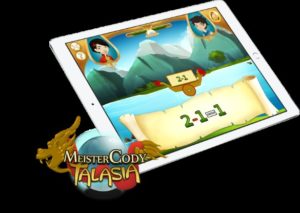 Visuelle Darstellung des digitalen Trainings "Meister Cody Talasia" der mathematischen Kernkompetenzen als Tabletspiel